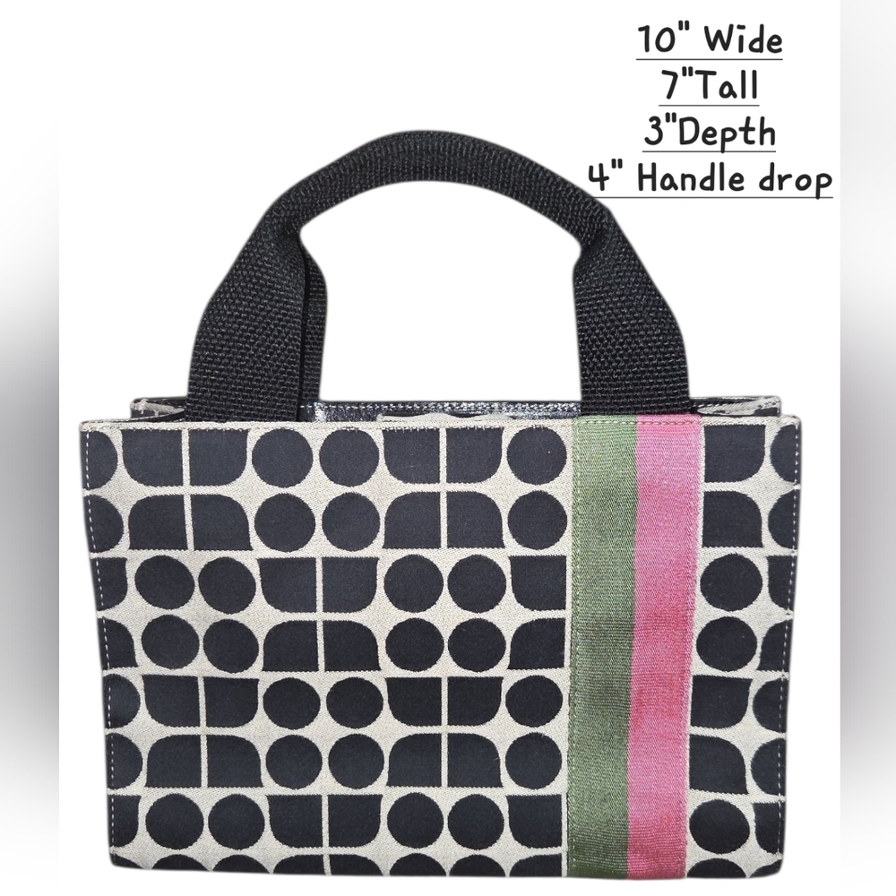 Kate Spade Black and Tan Small Tote w/Pink and Green Accent
